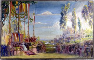 Uppsättning för "Die Meistersinger"" eller "The Master Singers of Nuremberg", opera av Richard Wagner. Akt II. av Unknown artist