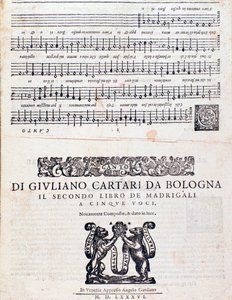 Noter Sida av Madrigalerna (andra boken) av Giuliano Cartari från Bologna av Unknown artist