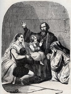 Sir Thomas More (Morus) (1478-1535) och hans dotter Margaret och barn i fängelse av Unknown artist