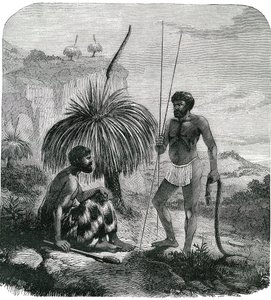 Ormjägare i Australien. Gravyr 1868 av Unknown artist