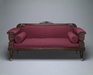 Soffa, ca 1821-35 (rosenträ och furu med ullklädsel) av Unknown artist