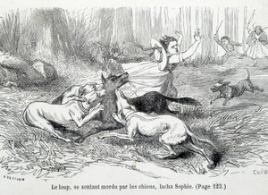 Sophie and the wolf - i "The misfortunes of Sophie"" av grevinnan av Ségur, Hachette av Unknown artist