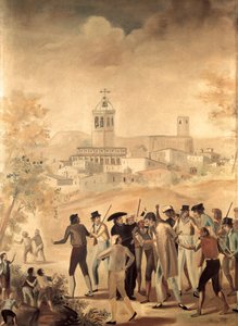 Spanska frihetskriget (1808-1814): arrestering av en fransk medborgare nära Manresa, Anonym målning. av Unknown artist