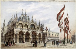 Markuskyrkan - i "" Album med de viktigaste utsikterna över Venedig", ill. av Marco Moro, red. Gio Brizeghel, v.1840 av Unknown artist