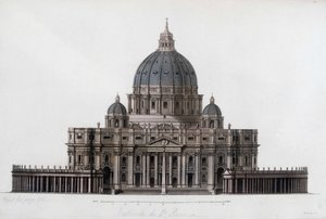 Peterskyrkan i Rom till Vatikanen (San Pietro in Vaticano). I "" Den gamla och moderna kostymen"" 1819-1820, av Jules Ferrario. av Unknown artist