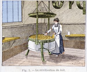 Sterilisering av mjölk - gravyr, sent 1800-tal av Unknown artist