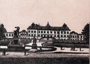 Stockholm, Sverige: utsikt över Drottningholms slott (Drottningholms slott). i "" Världen illustrerar 168 vyer"" Odaterat (slutet av 1800-talet) av Unknown artist