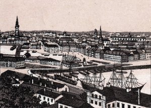 Stockholm, Sverige: utsikt över staden (General View). i "" Världen illustrerar 168 vyer"" Odaterat (slutet av 1800-talet) av Unknown artist