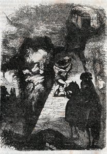 Kamp mellan Roland och Rodomont - gravyr från 1851 från "" Furious Roland"" (Orlando furioso) (1500-talet) av Ludovico Ariosto, känd som Ariosta - Edition översatt från italienska av greven av Tressan och publicerad av Gustave Harvard 1851 av Unknown artist