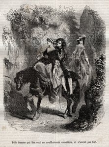 En sådan kvinna som läser detta skulle gärna imponera på mig, och skulle inte ha fel. - Illustration till "" bekännelserna" av Jean-Jacques (Jean Jacques) Rousseau (1712-1778) - gravyr från 1849 av Unknown artist