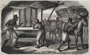 Sockertillverkning: en sockerrörsfabrik i en sockerfabrik i Västindien. Gravyr från 1859. av Unknown artist
