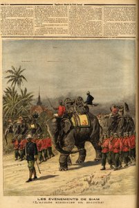 Army of Siam (Thailand). Gravyr i "" Den lilla tidskriften"" 1893-07-29. Samling av Selva. av Unknown artist
