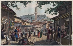 Atens basarmarknad i början av 1800-talet - Le marche bazar d