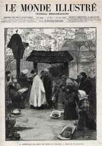 Påskäggens välsignelse i Galicien (Lilla Ryssland) - gravyr i "The Illustrious World" från 1895 av Unknown artist