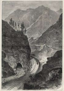 Brennerjärnvägen (Brennero) till Tyrolen (Tirolo - Tirol) - Gravyr 1867 - av Unknown artist