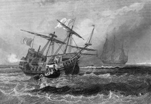 Corbin förlorade på revet på Maldiverna den 1 juli 1602. I "" General History of the Navy"" av Van Tenac av Unknown artist