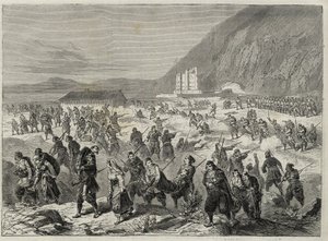 Upproret i Dalmatien (Bocche di Cattaro) - uppror mot värnplikt som införts av den österrikiska regeringen - HÄNDELSER I DALMATIEN. UPPFÖRELSER SOM ATGERAR STATENS FORT TRINITA, NÄRA CATARO (Kotor-bukten) - Kotorbukten - 1869 - av Unknown artist