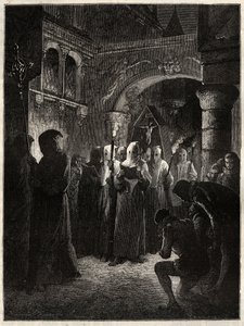 Kungen av Frankrike Henrik III (1551-1589) i vit botfärdig kostym”” Procession av Confrerie instiftad av kungen 23/03/1585 (Kung av Frankrike Henrik III i vit botfärdig procession) av Unknown artist