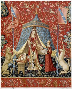 Damen med enhörningen. Reproduktion av en gobeläng med anor från 1500 - faksimil av Unknown artist
