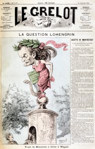 Lohengrin-frågan: Monumentprojekt som ska resas i Wagner - i "" Le Grelot"" av 1891-09-20 av Unknown artist