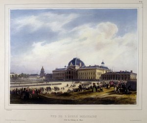 The Military School of the Invalides, utsikt över Champ de Mars av Unknown artist