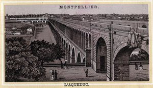 Montpellier Acqueduc (Herault, regionen Languedoc-Roussillon). Kromolitografi från slutet av 1800-talet. av Unknown artist