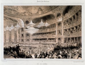 Operabalen i Paris. Gravyr av privatsamlingen från 1800-talet av Unknown artist