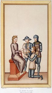 Drottningen av Saba - i "" Sumptuary Arts, History of Costume and Furniture"" av Unknown artist