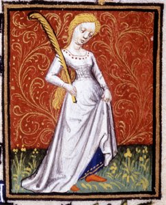 Oskulden. Miniatyr av ett horoskop. 1400-talsmanuskript. Bibl. Trivulziana, Milano. av Unknown artist