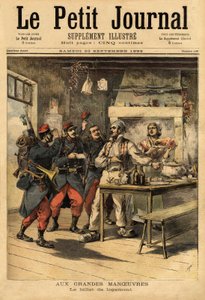 Inkvarteringsbiljetten, tillhandahållen av armén till sina soldater i fält för att begära boende från civila. Gravyr i "" Le petit journal"" 1893-09-23. Selvas samling. av Unknown artist