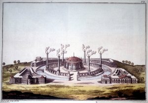 Den antika staden Nineve, den antika staden Assyrien, som visar den imaginära utsikten över ett assyriskt palats. av Unknown artist