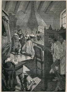 Glaskonsten: glasmakarna. Gravyr från 1885 i "" Les arts et metiers illustres"" av Adolphe BITARD. av Unknown artist