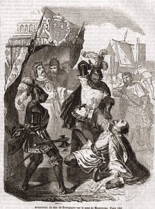 Mordet på hertigen av Bourgogne (Jean sans peur) på bron av Montereau - i "Histoire de France" "av Anquetil, Paris av Unknown artist