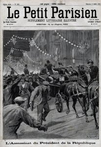 Mordet på republikens president Sadi Carnot (1837-1894) av den italienska anarkisten Sante Caserio den 24 juni av Unknown artist