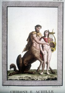 Kentauren Chiron och Achilles - i Mythological Dictionary av Unknown artist