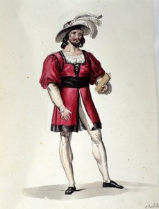 Karaktären som tolkar viriliten i baletten "" Il noce di Benevento"" av den österrikiska kompositören Franz Xaver Sussmayr (1766-1803). Illustration av 1800-talet av Unknown artist