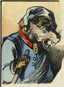 Hunden Medor. Illustration av berättelsen "Bon medor och lilla Chevrette". I "" Sagor från hemmet för de minsta"". Anonym gravyr från 1800-talet. av Unknown artist