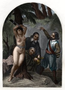 Cevennernas dragonnader under Ludvig XIV (1643-1715), förföljelse av protestanter. Gravyr från 1842 i "Histoire des popes"" av Maurice Lachatre. Privat samling. av Unknown artist
