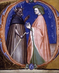 Mötet med demonen. 1300-talsmanuskript. Biblioteca comunale di Rimini av Unknown artist