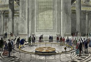 Den berömda upplevelsen av pendeln av Leon Foucault 1851 som visar jordens rotation vid Pantheon i Paris. av Unknown artist