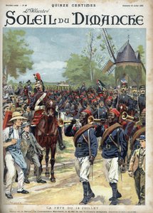 Festen den 14 juli: Commander Marchand har chefen för senegalesiska ryttare. Gravyr i "" Le sun-du-dimanche"", 23 juli av Unknown artist