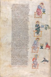 De fyra evangelisterna med sina symboler: Matteus, Lukas, Markus, Johannes av Unknown artist