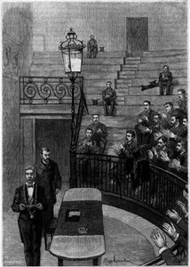 Den stora amfiteatern vid medicinska fakulteten i Quartier Latin i Paris. Gravyr i journalen "" La jeunesse"" av Unknown artist