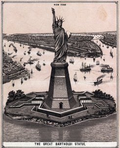 Den stora Bartholdi-statyn i New York, USA i "Världen illustrerar 168 vyer"" Odaterad (slutet av 1800-talet) av Unknown artist