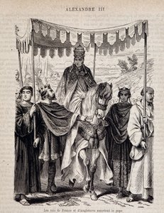Frankrikes kungar Ludvig VII den unge (1120 - 1180) och England eskorterar påven Alexander III - i "Histoire des popes"", n.d. av Unknown artist