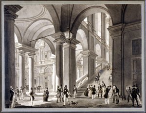 Den stora trappan i Brera. Akvatint av Giovanni Migliara, omkring 1820. av Unknown artist