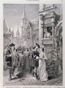 Den sista scenen av The Fair Maid of Perth, opera av Georges Bizet, på Teatro Argentina i Rom av Unknown artist
