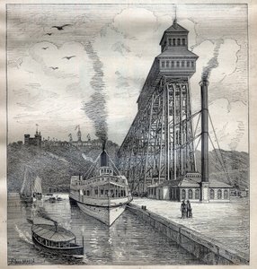 Liftarna i Weehawken i USA - Gravyr i "La Science francaise"" av Unknown artist