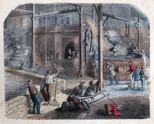 Tillverkning av öl. 1800-talsillustration. Bianchetti samling. av Unknown artist