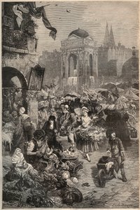 De oskyldigas marsch och fontän, Paris på 1700-talet - gravyr från 1800-talet av Unknown artist